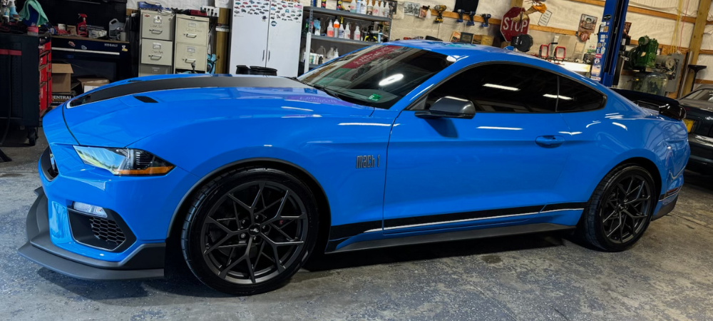 Blue Mustang Car with show room finish | Mystic Auto Body Expert Detailing