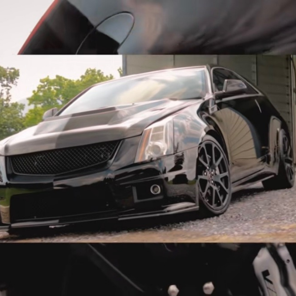 A Black Cadillac that has been polished and detailed | Mystic Auto Detailing Services