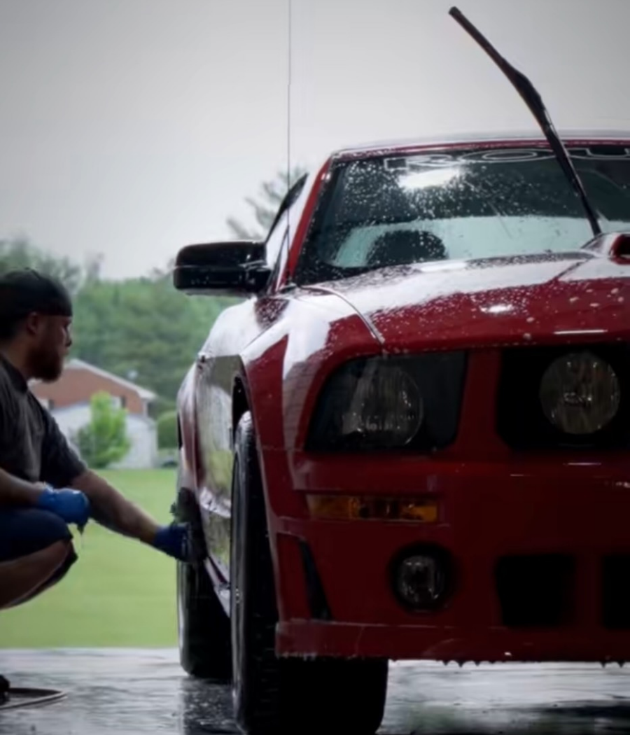 Picture of a red Mustang car getting an exterior detail | Mystic Auto Detailing